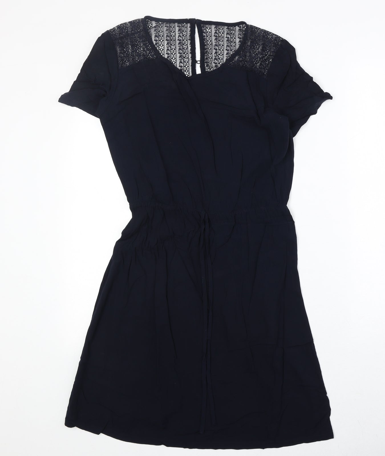 Jaquline de Young Womens Blue Polyester Fit & Flare Size 6 Round Neck Button