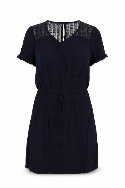 Jaquline de Young Womens Blue Polyester Fit & Flare Size 6 Round Neck Button