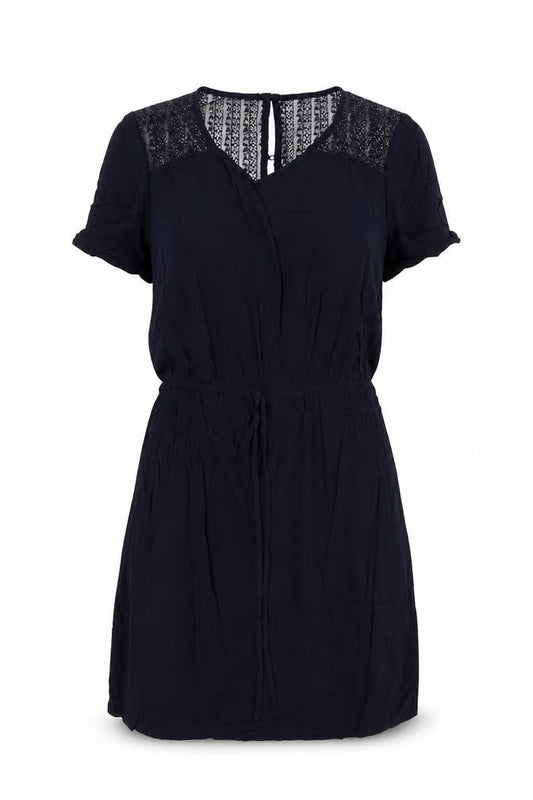 Jaquline de Young Womens Blue Polyester Fit & Flare Size 6 Round Neck Button
