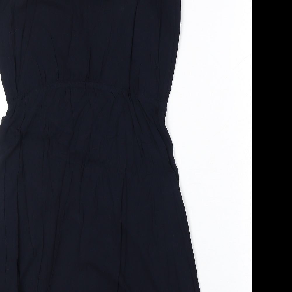 Jaquline de Young Womens Blue Polyester Fit & Flare Size 6 Round Neck Button