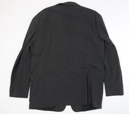 Country Casuals Mens Black Striped Polyester Jacket Suit Jacket Size 46 Regular