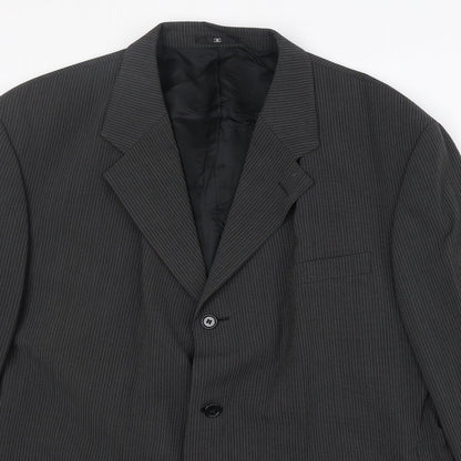 Country Casuals Mens Black Striped Polyester Jacket Suit Jacket Size 46 Regular