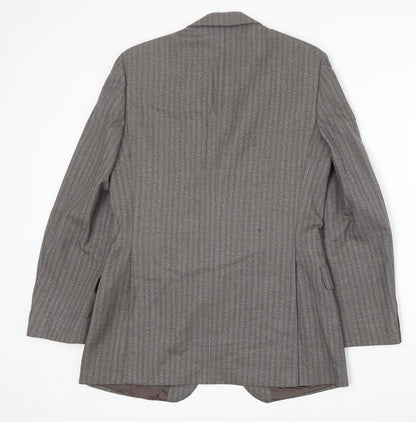 Marks and Spencer Mens Grey Striped Wool Jacket Suit Jacket Size 38 Regular