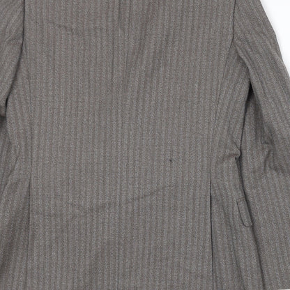Marks and Spencer Mens Grey Striped Wool Jacket Suit Jacket Size 38 Regular