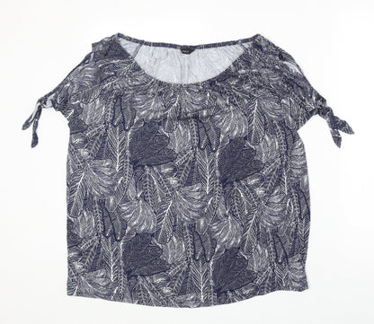Womens UK Size 14 M&Co Blue Basic T-Shirt