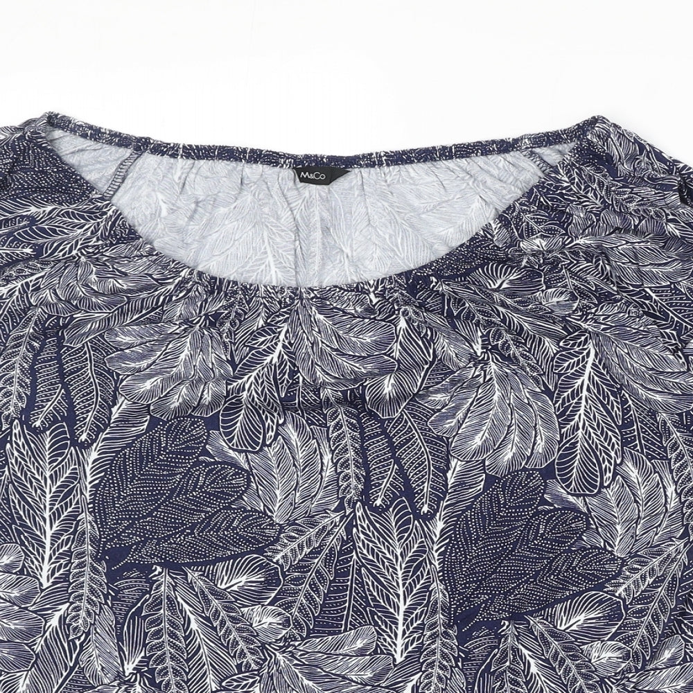 Womens UK Size 14 M&Co Blue Basic T-Shirt