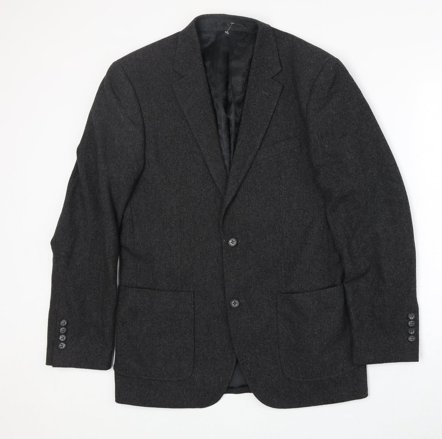 Aspen & Court Mens Grey Wool Jacket Blazer Size 38 Regular