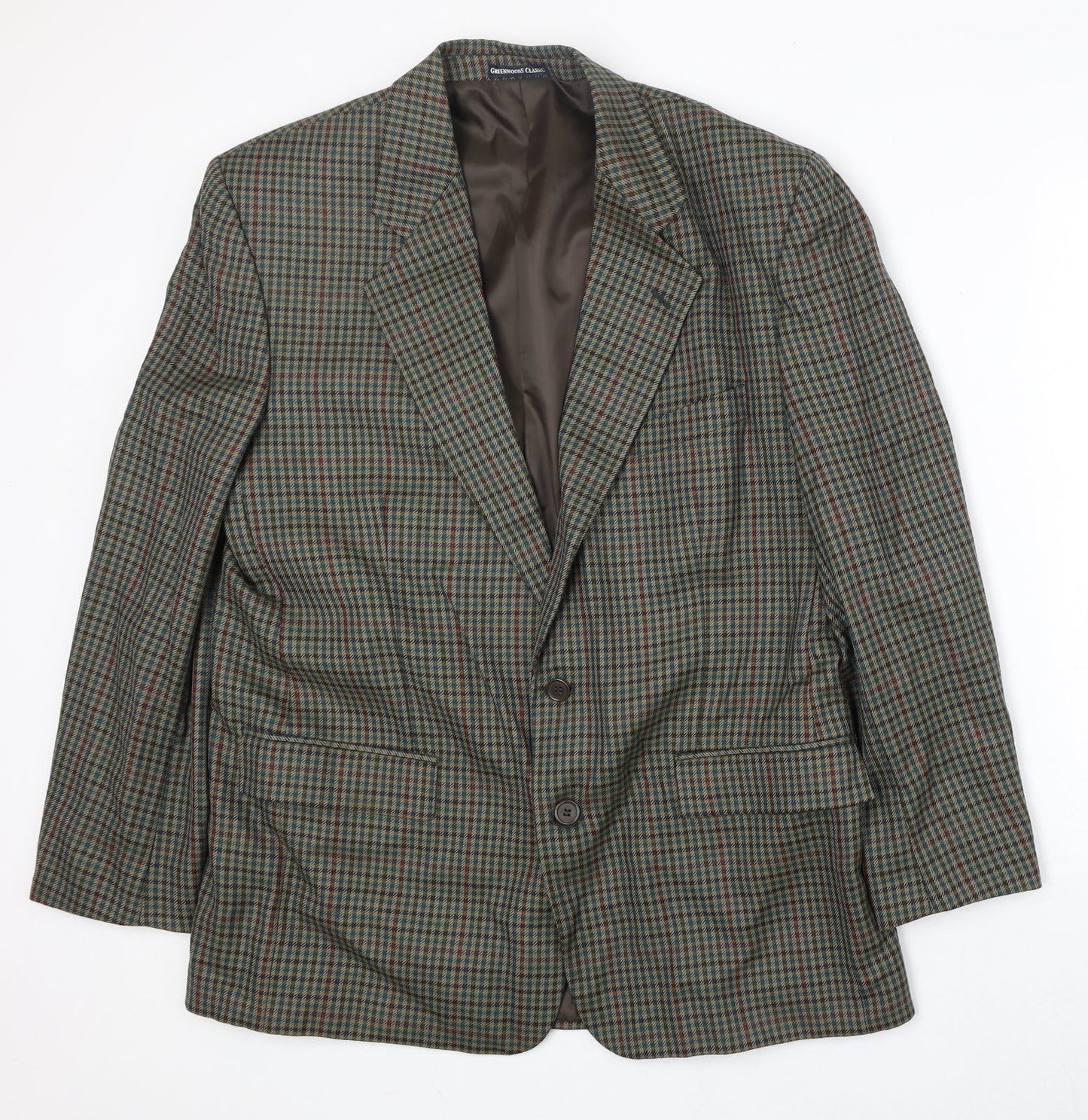 Greenwood Classic Mens Multicoloured Geometric Wool Jacket Blazer Size 42 Regular