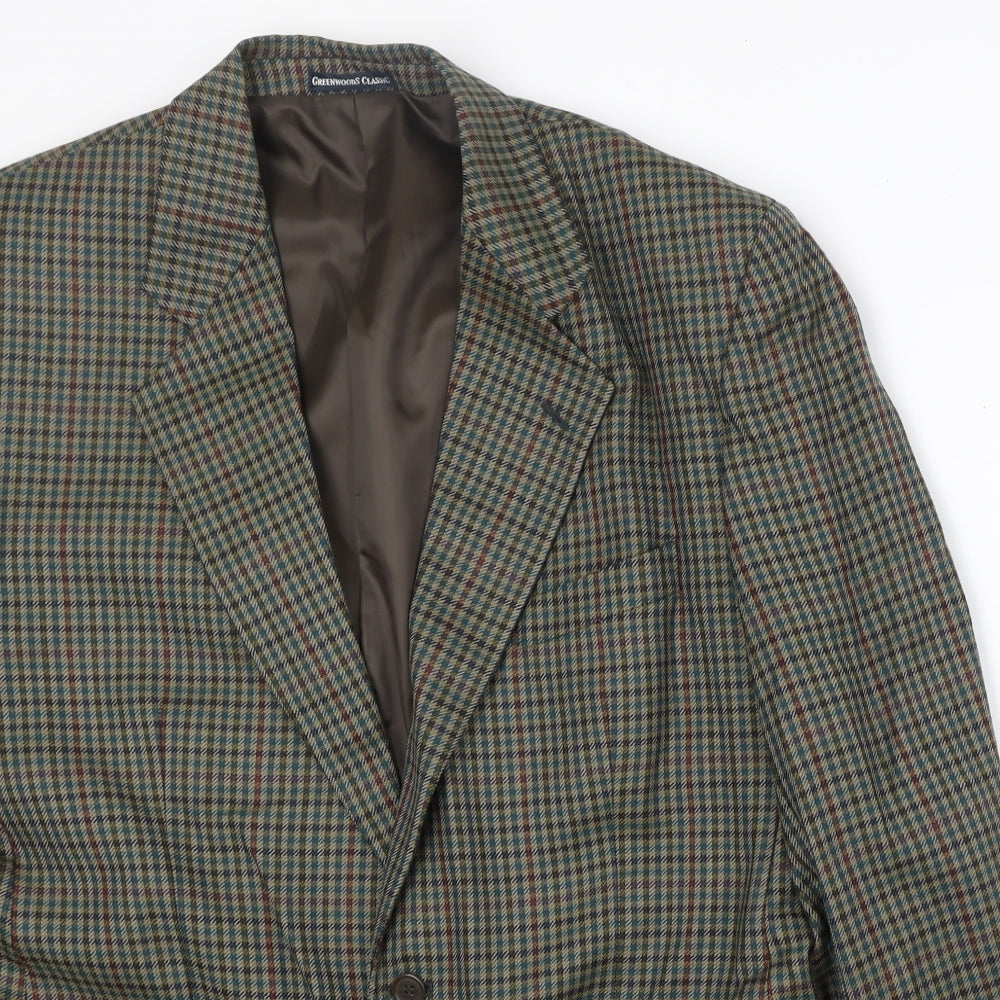 Greenwood Classic Mens Multicoloured Geometric Wool Jacket Blazer Size 42 Regular