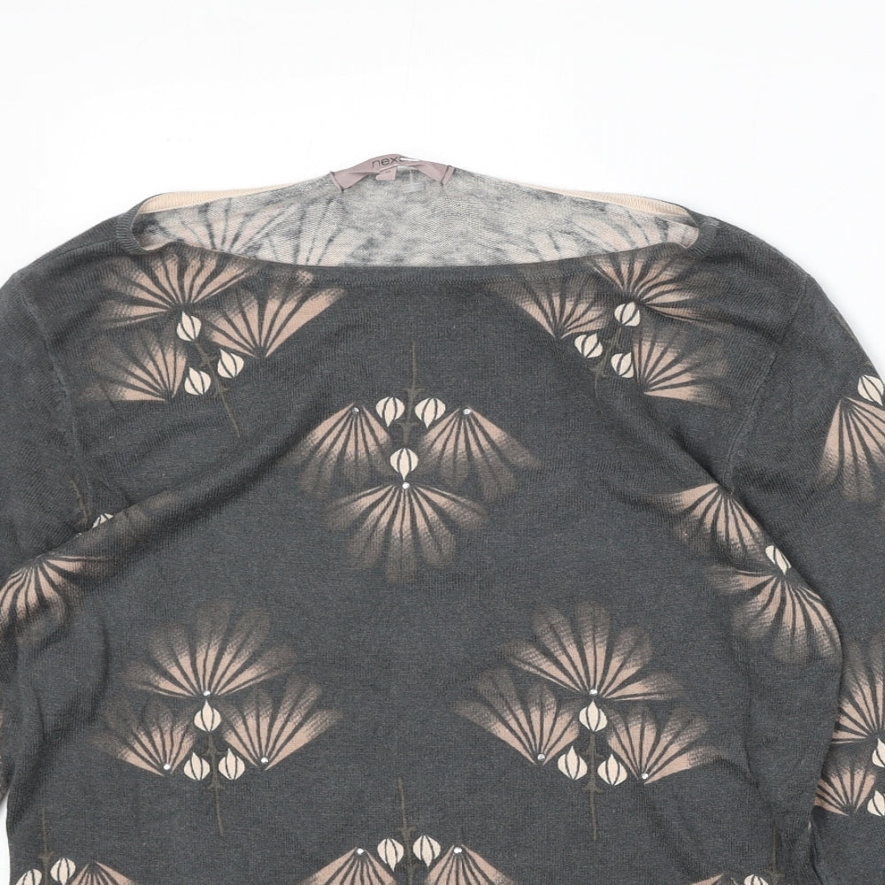 NEXT Womens Green Boat Neck Geometric Cotton Pullover Jumper Size 10