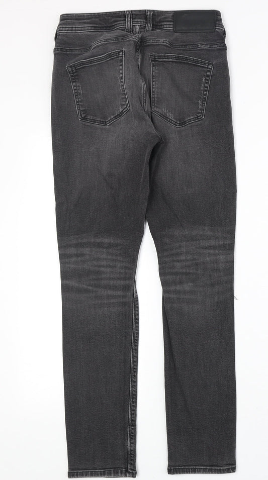 River Island Womens Black Cotton Straight Jeans Size 30 in Regular Zip