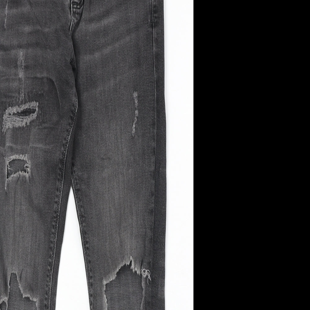 River Island Womens Black Cotton Straight Jeans Size 30 in Regular Zip