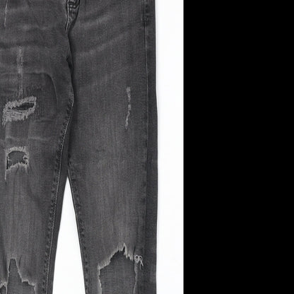 River Island Womens Black Cotton Straight Jeans Size 30 in Regular Zip