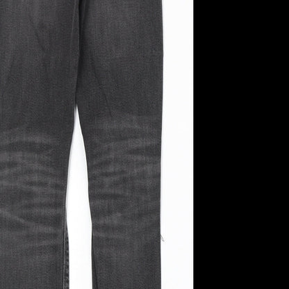 River Island Womens Black Cotton Straight Jeans Size 30 in Regular Zip