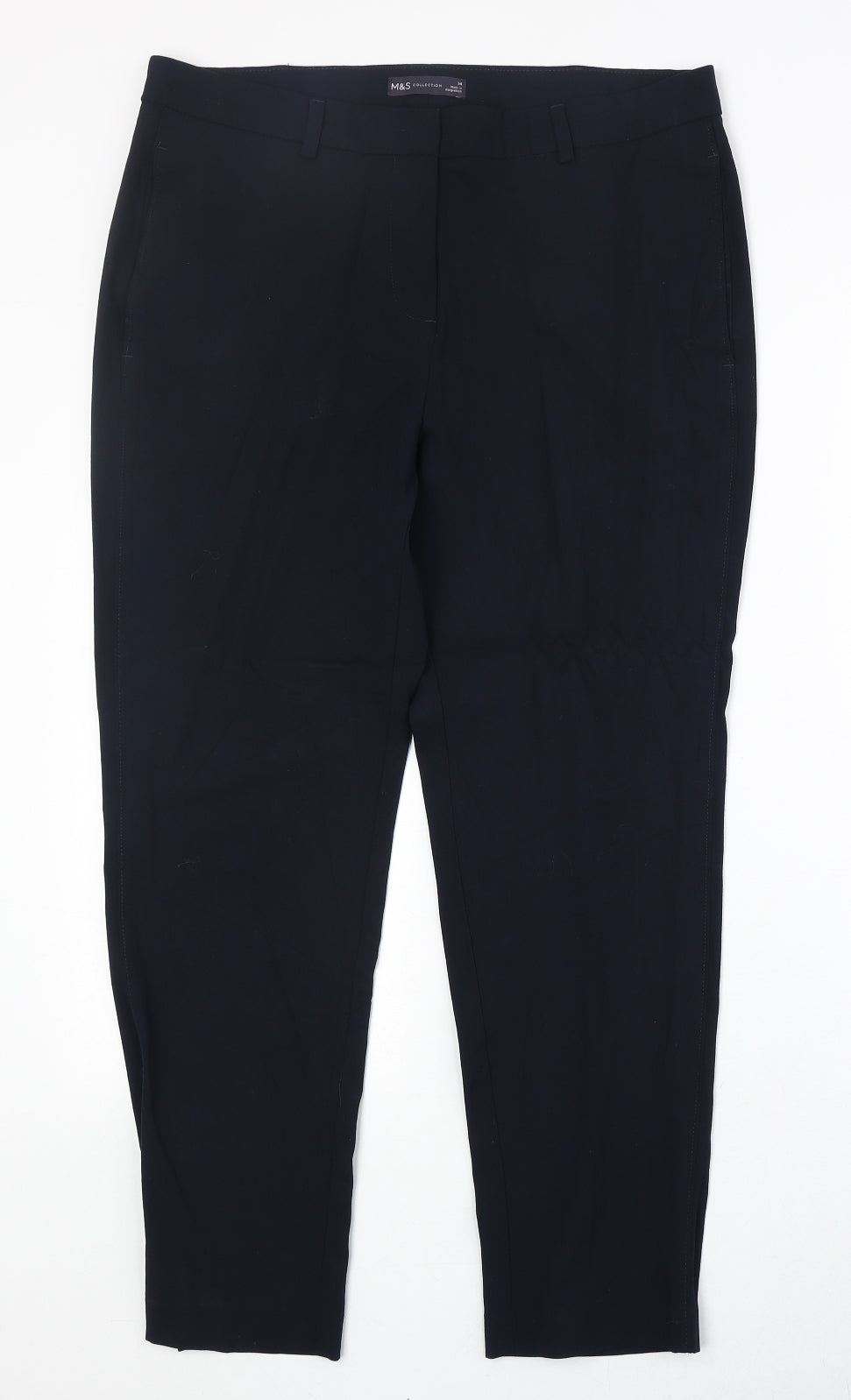 Womens UK Size 14 Marks and Spencer Regular Fit Dress Pants Blue Trousers