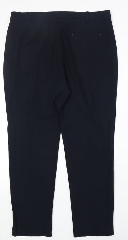 Womens UK Size 14 Marks and Spencer Regular Fit Dress Pants Blue Trousers