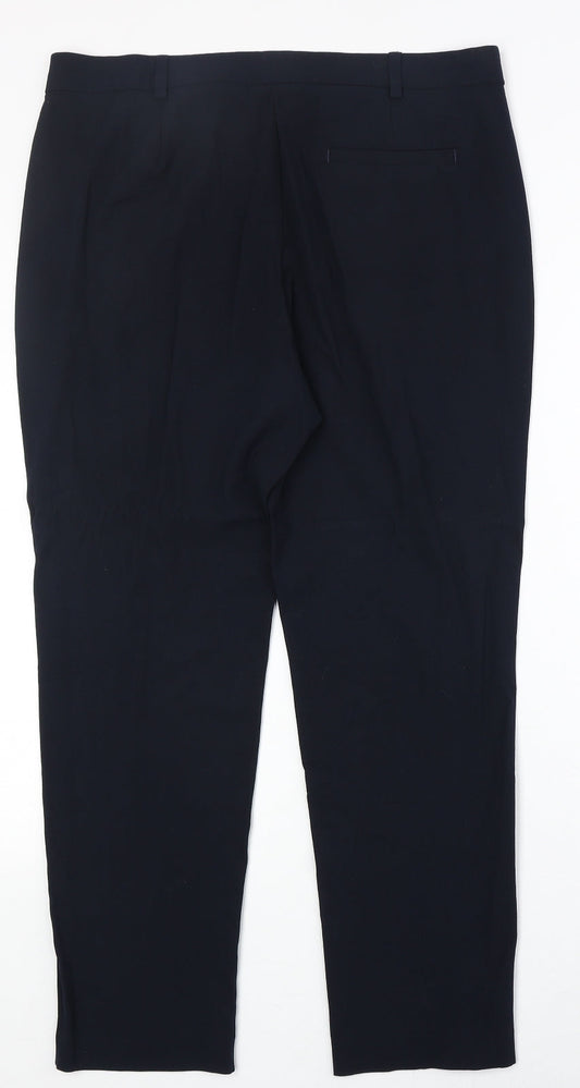 Womens UK Size 14 Marks and Spencer Regular Fit Dress Pants Blue Trousers
