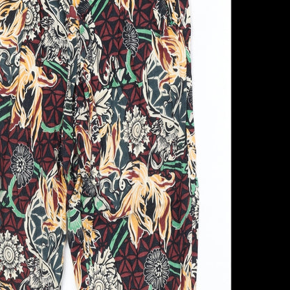 River Island Womens Multicoloured Floral Viscose Cropped Trousers Size 8 Regular Zip