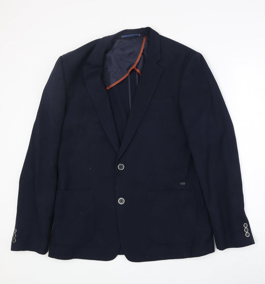 Mens UK Size 40 River Island Regular Blue Suit Jacket
