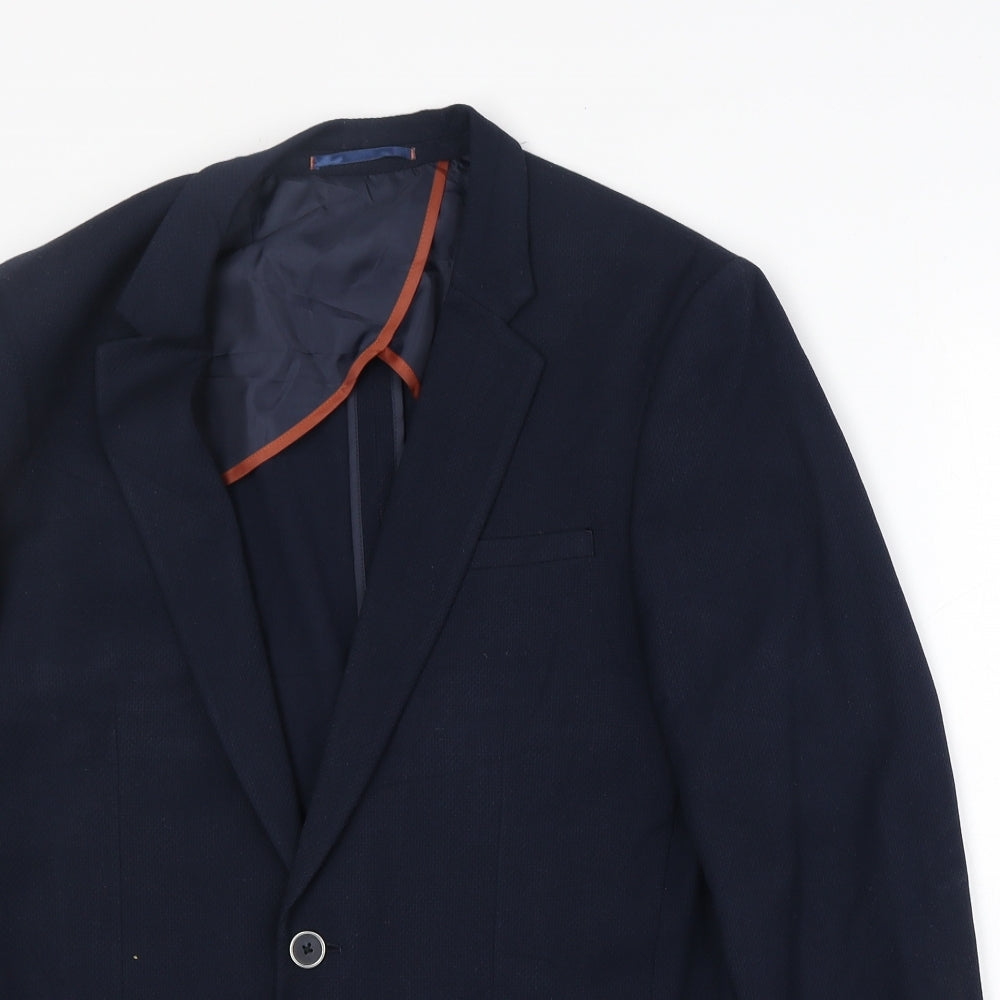 Mens UK Size 40 River Island Regular Blue Suit Jacket