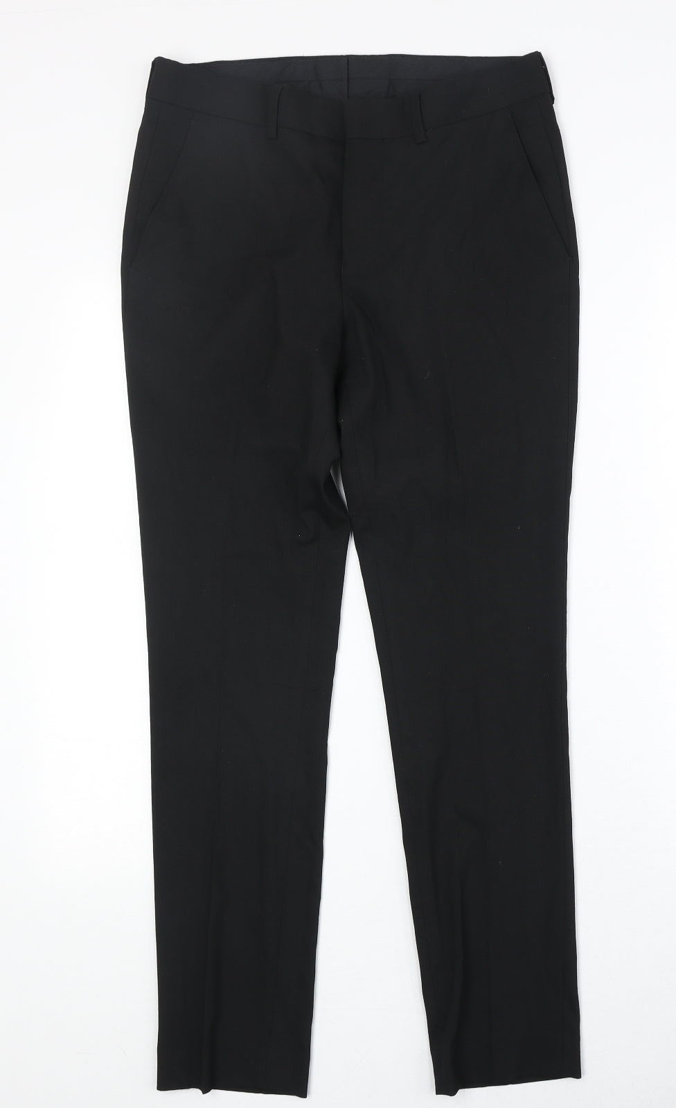 New Look Mens Black Polyester Dress Pants Trousers Size 30 in Regular Zip