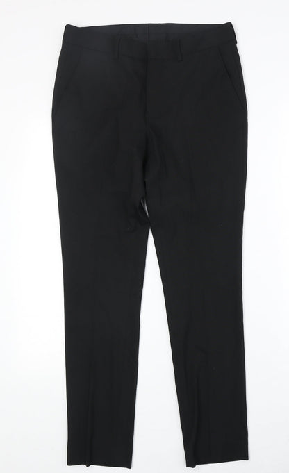 New Look Mens Black Polyester Dress Pants Trousers Size 30 in Regular Zip