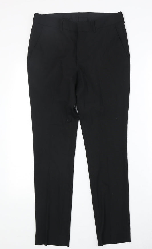 New Look Mens Black Polyester Dress Pants Trousers Size 30 in Regular Zip