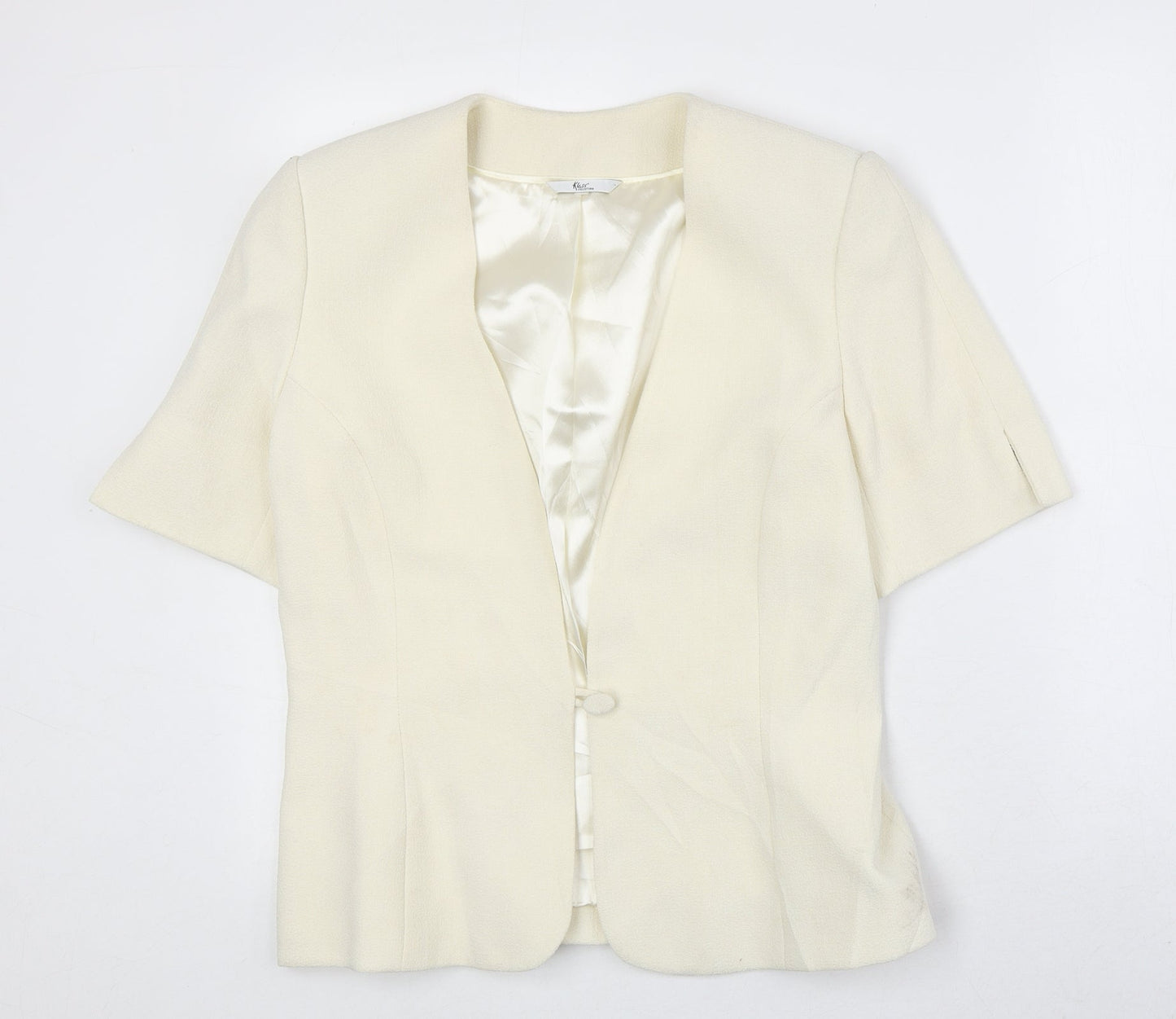 Klass Womens Ivory Polyester Jacket Blazer Size 12