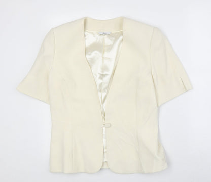 Klass Womens Ivory Polyester Jacket Blazer Size 12
