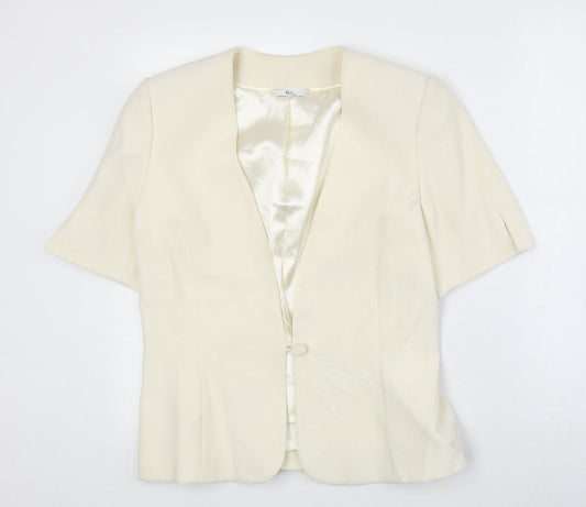 Klass Womens Ivory Polyester Jacket Blazer Size 12
