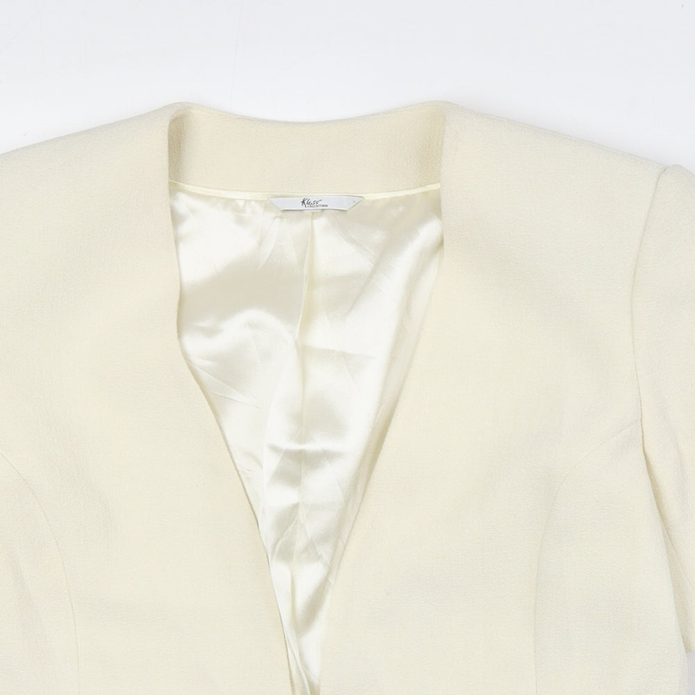 Klass Womens Ivory Polyester Jacket Blazer Size 12