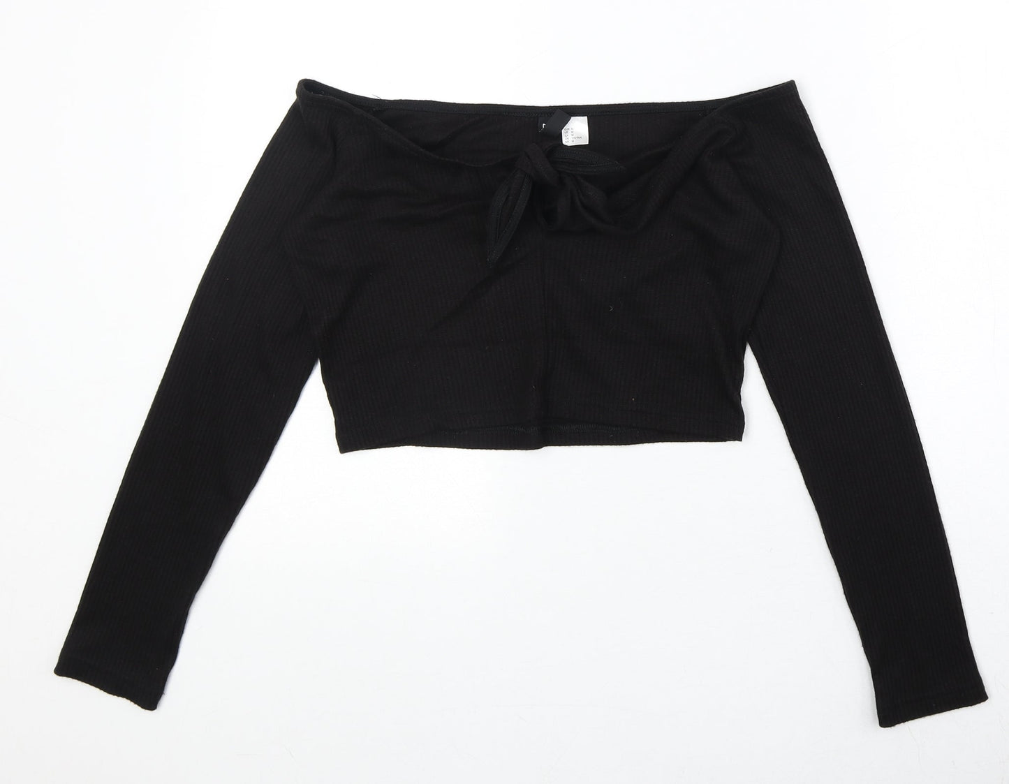 Womens UK Size M Divided by H&M Black Cropped Blouse