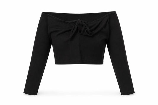 Womens UK Size M Divided by H&M Black Cropped Blouse