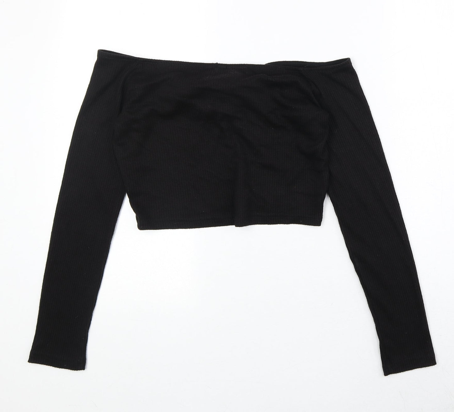 Womens UK Size M Divided by H&M Black Cropped Blouse