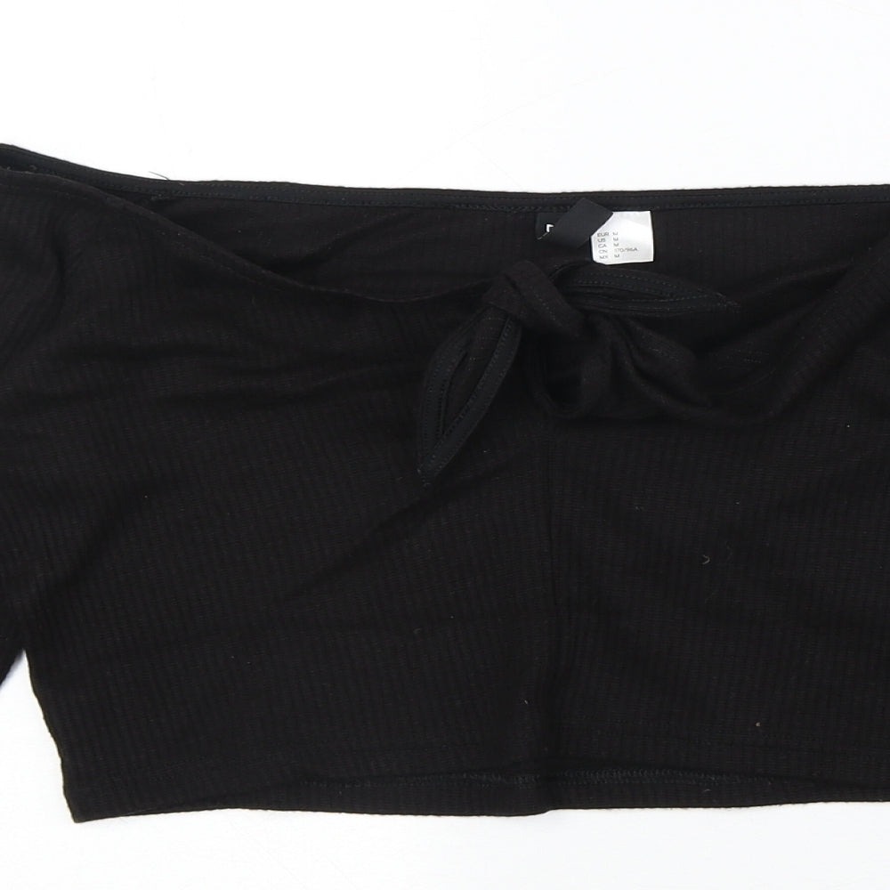 Womens UK Size M Divided by H&M Black Cropped Blouse