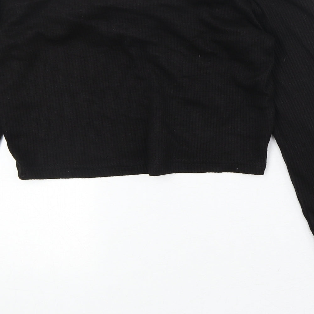 Womens UK Size M Divided by H&M Black Cropped Blouse
