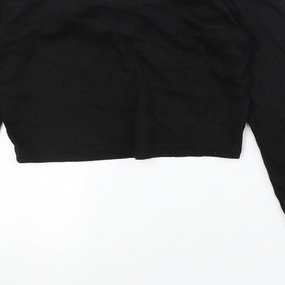 Womens UK Size M Divided by H&M Black Cropped Blouse