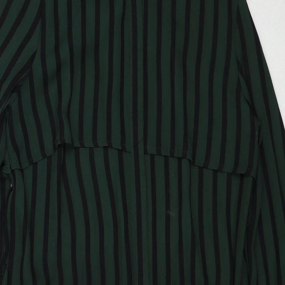 FOREVER 21 Womens Green Striped Polyester Shirt Dress Size XS Collared Button