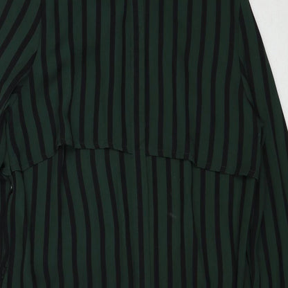 FOREVER 21 Womens Green Striped Polyester Shirt Dress Size XS Collared Button