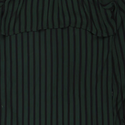 FOREVER 21 Womens Green Striped Polyester Shirt Dress Size XS Collared Button