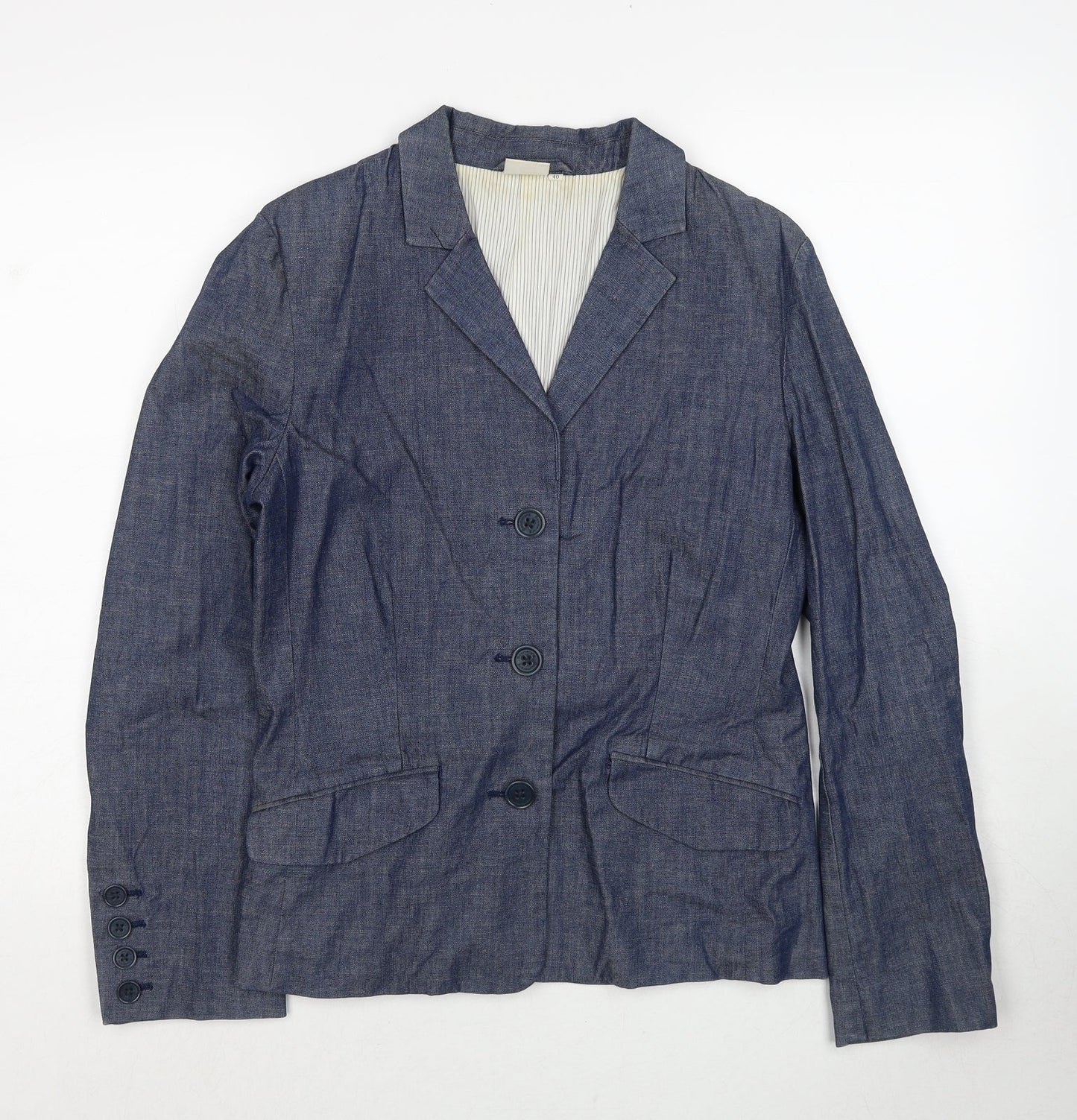 Boomerang Womens Blue Jacket Blazer Size 12 Button