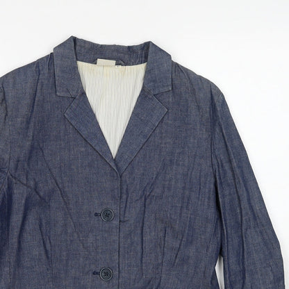 Boomerang Womens Blue Jacket Blazer Size 12 Button