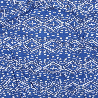 H&M Girls Blue Geometric Viscose Basic Blouse Size 11-12 Years Round Neck Pullover