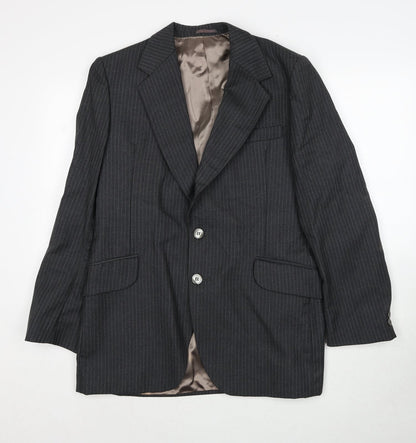 Jacson Mens Grey Striped Polyester Jacket Suit Jacket Size 40 Regular