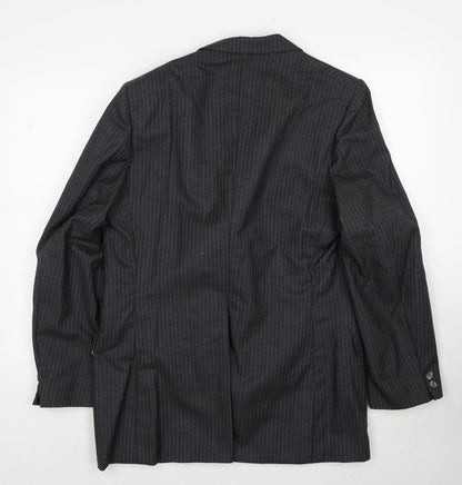 Jacson Mens Grey Striped Polyester Jacket Suit Jacket Size 40 Regular