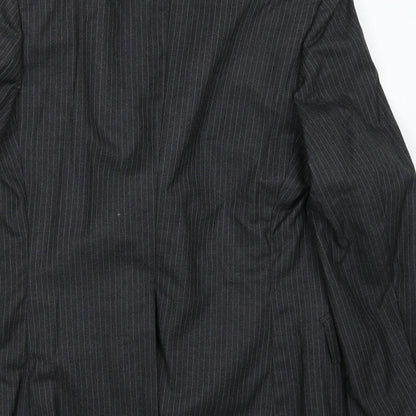 Jacson Mens Grey Striped Polyester Jacket Suit Jacket Size 40 Regular