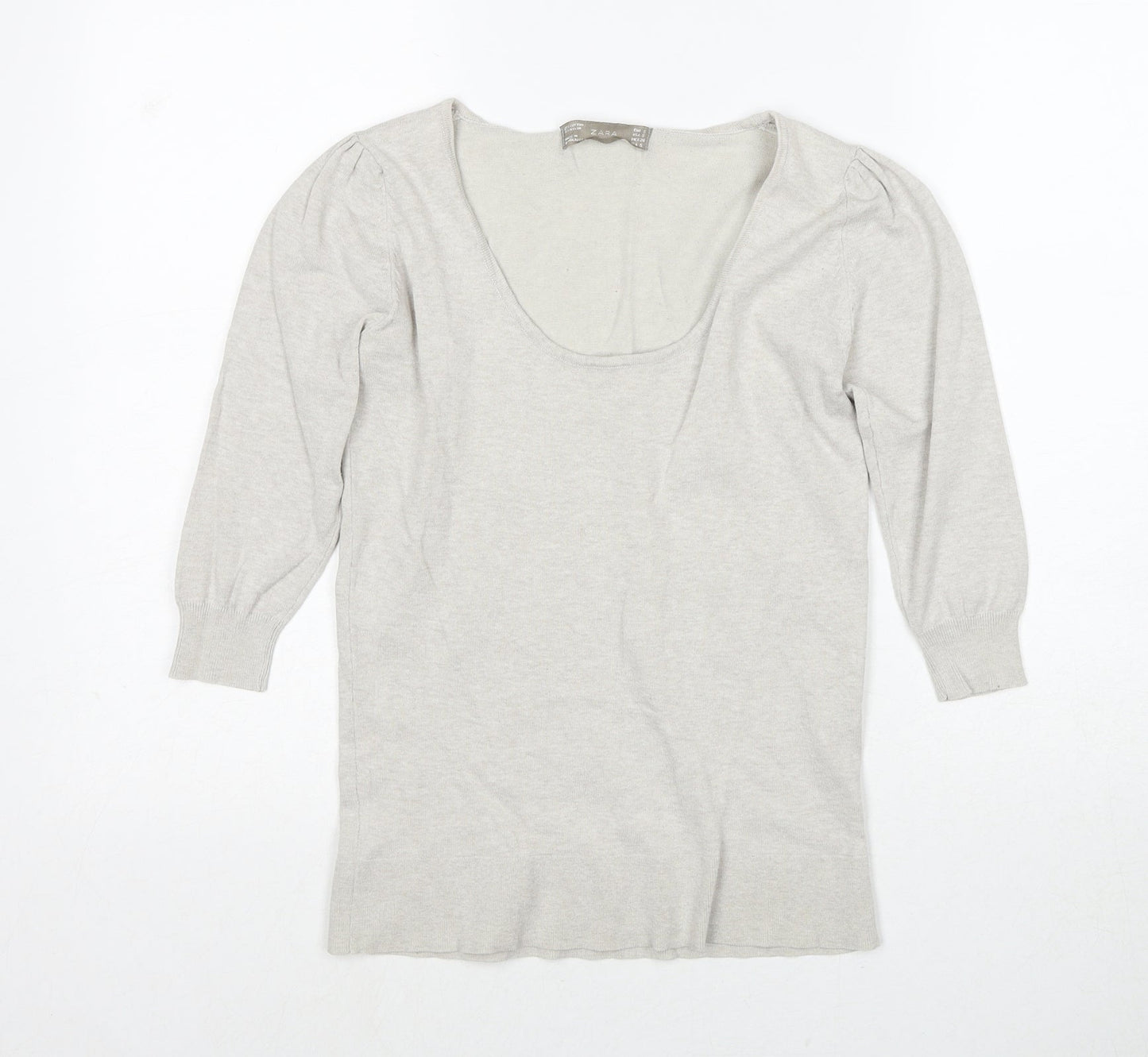Womens UK Size S Zara Grey Basic T-Shirt