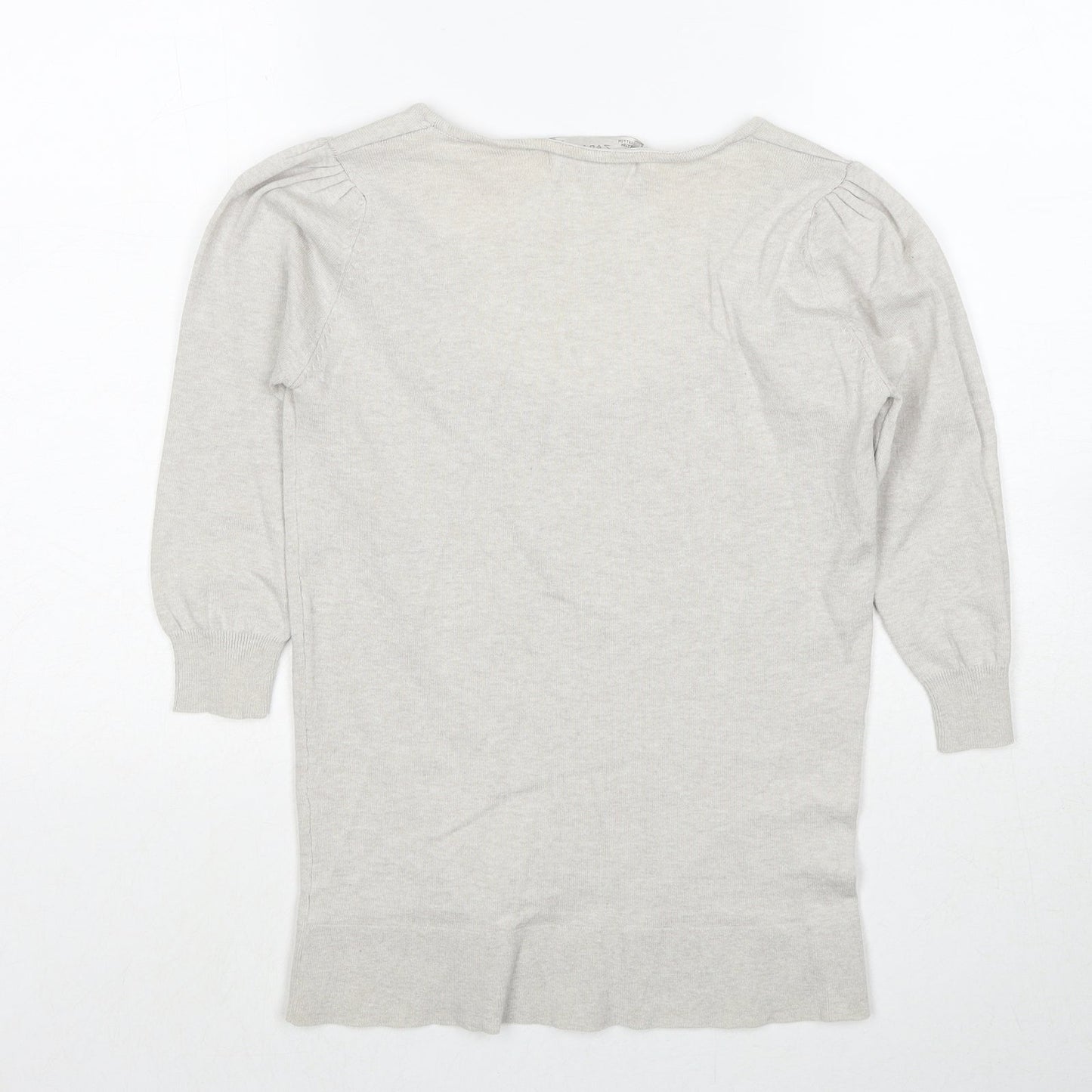 Womens UK Size S Zara Grey Basic T-Shirt
