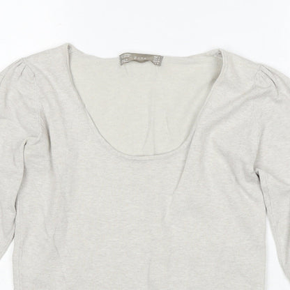 Womens UK Size S Zara Grey Basic T-Shirt