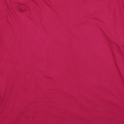 Tri&Pen Womens Pink Polyester Basic Blouse Size M Round Neck - Flower Detail